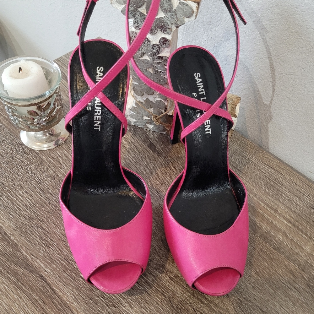 Saint Laurent Pink Plataform Sandals, size 36 - Picture 9 of 15